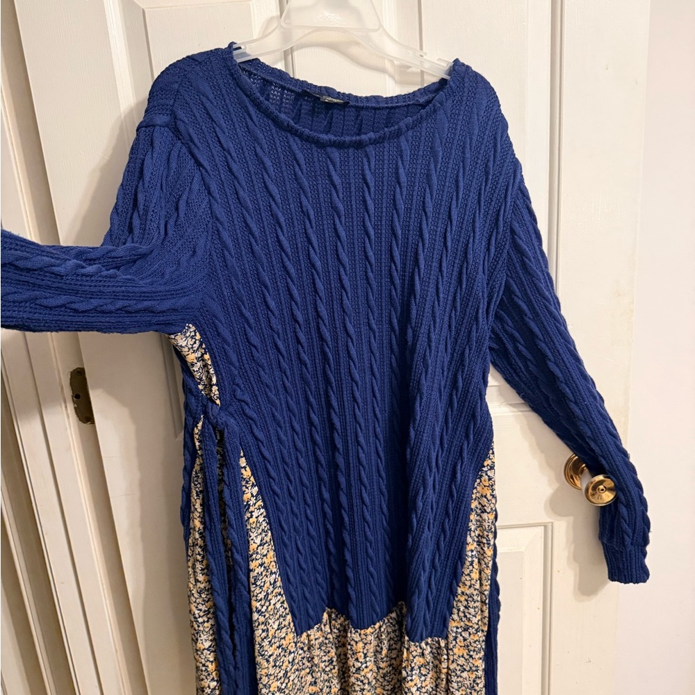 Suzanne Betro Navy Knit Sweater Dress